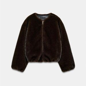 Zara Brown Faux Fur Jacket
